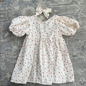 Floral Puff Sleeve Dress with Bow